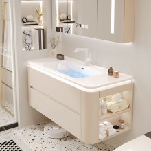 浴室柜膚感可麗耐一體盆陶瓷洗手盆柜組合衛(wèi)生間洗臉盆柜洗漱臺盆
